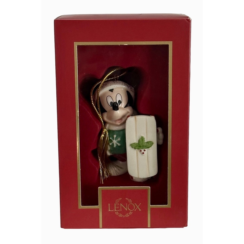 Disney Lenox Mickey‎ Mouse Let it Snow Christmas Ornament Porcelain Figure
